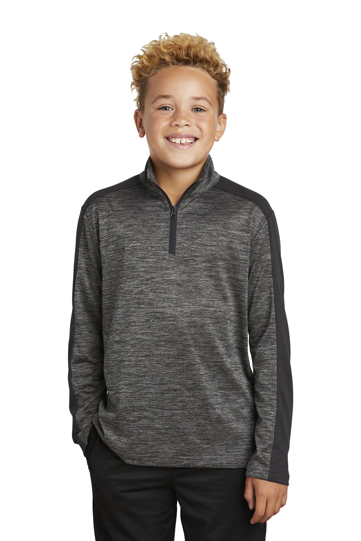 Sport-Tek Boy's Electric Heather Colorblock 1/4-Zip Pullover